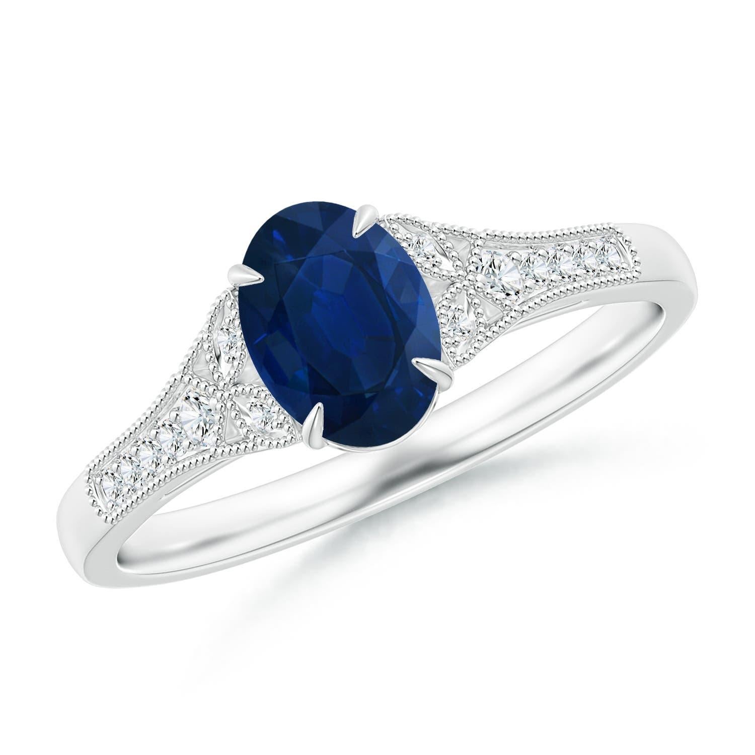 Angara natürlichen Vintage ovalen Saphir Solitär Verlobungsring in 14K massivem Gold im Angebot 2