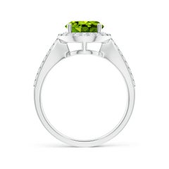 Angara Natural Vintage Style 2 ct Peridot Ring with Diamond Halo in 14K Gold