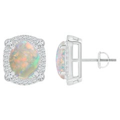 Angara Orecchini di opale naturale in stile vintage da 2,9 carati con diamanti in oro massiccio 14K