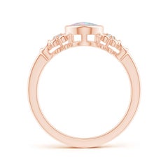 Angara Natural Vintage Style Bezel-Set Oval Opal Ring with Diamonds in 14K Gold