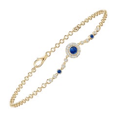 Bracelet en or 14 carats avec saphirs et diamants sertis sur lunette Angara Natural Vintage Style