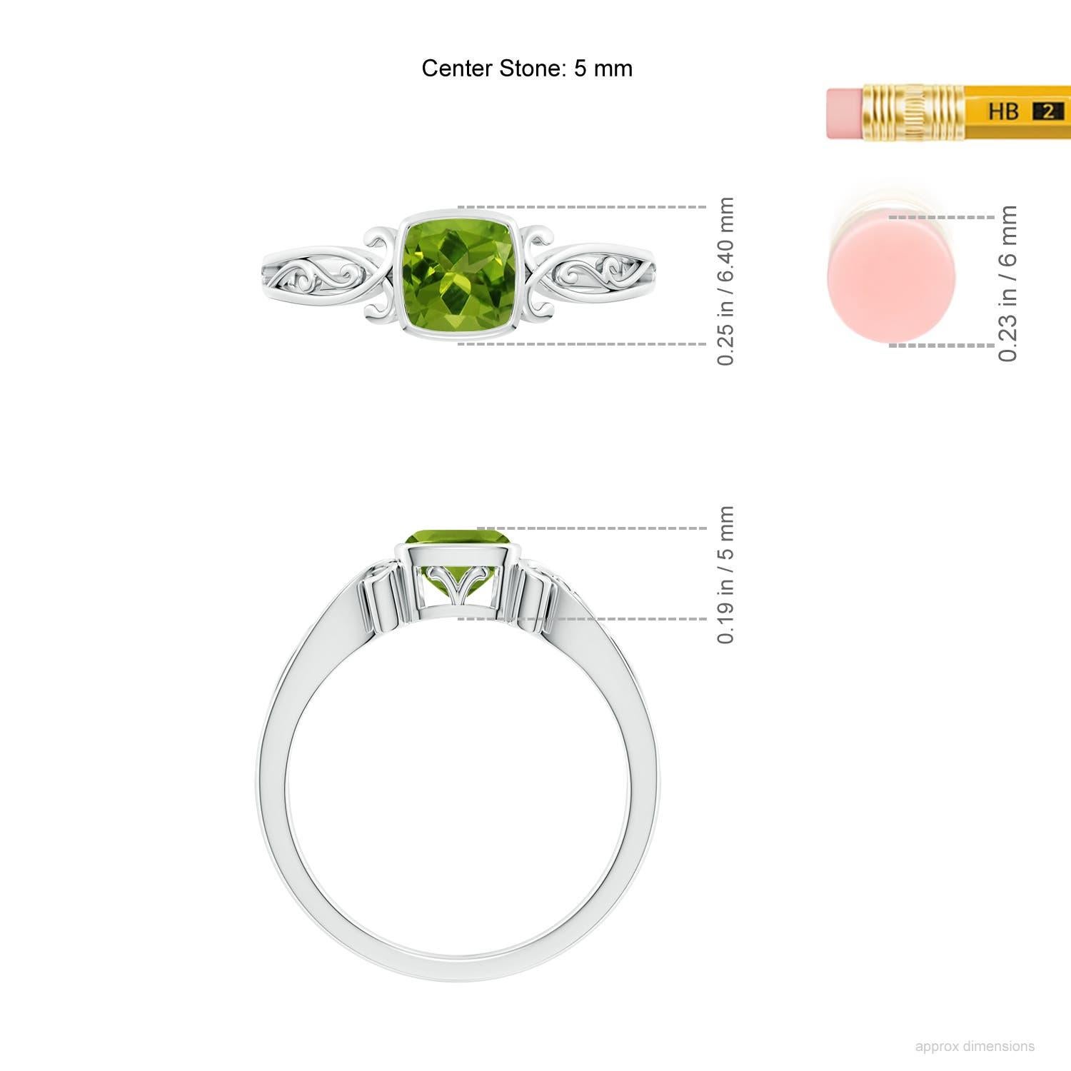 Anello solitario con peridoto a cuscino in stile vintage naturale di Angara in oro massiccio 14K in vendita 1