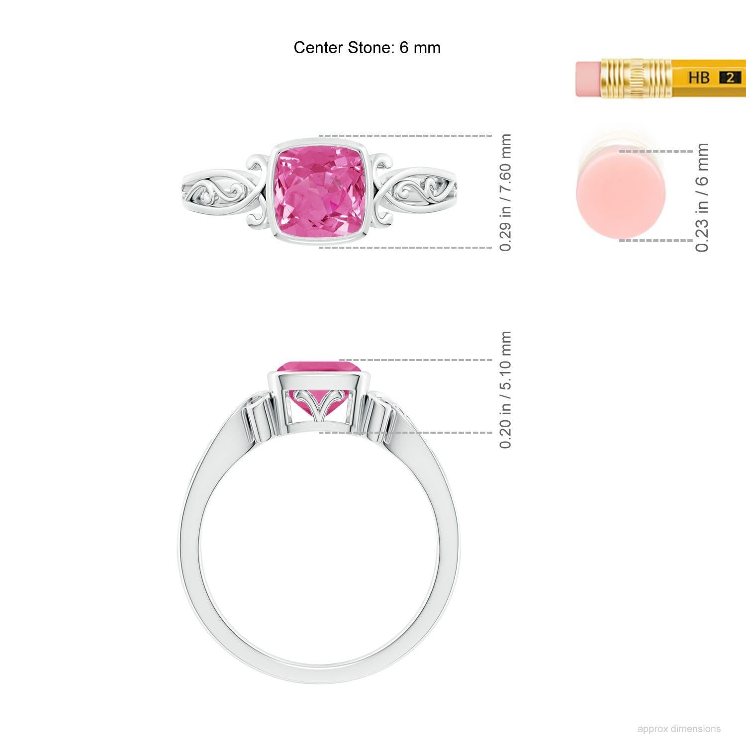 Angara natürlichen Vintage-Stil Kissen rosa Saphir Solitär-Ring in 14K Gold im Angebot 1