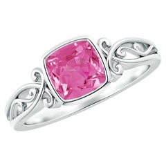 Angara natürlichen Vintage-Stil Kissen rosa Saphir Solitär-Ring in 14K Gold