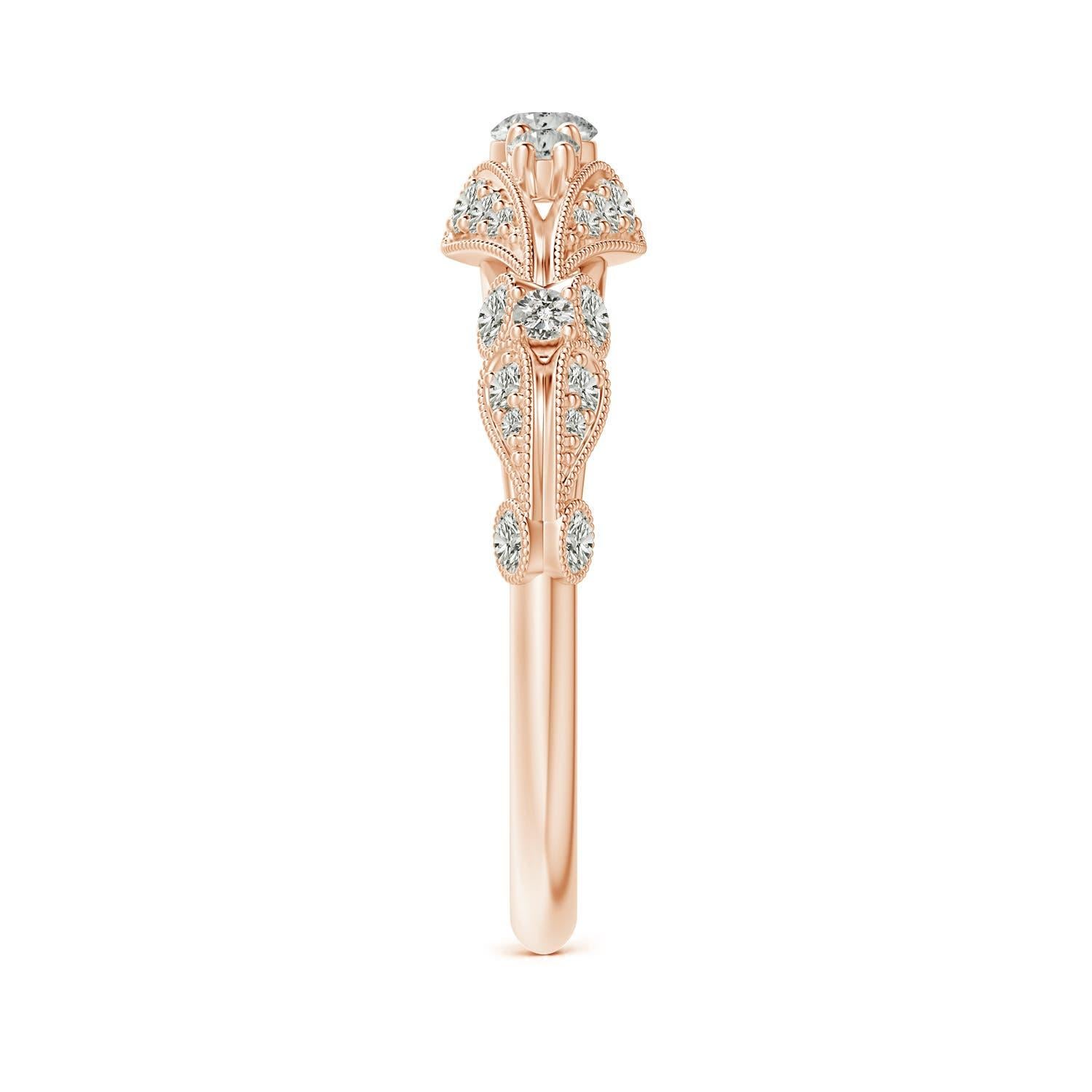 Angara Anillo de Aniversario de Diamante Natural Estilo Vintage de Oro Macizo de 14K para Mujer Corte redondo en venta