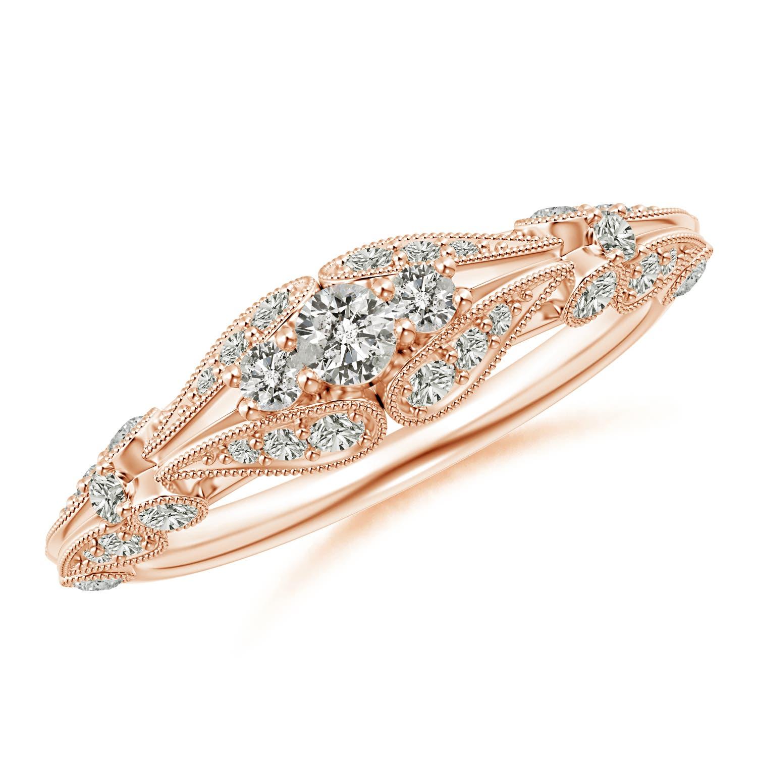 Angara Natural Vintage Style Diamond Anniversary Ring 14K Solid Gold for Women