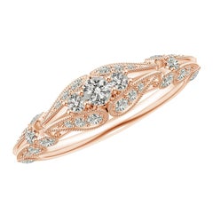 Angara Anillo de Aniversario de Diamante Natural Estilo Vintage de Oro Macizo de 14K para Mujer
