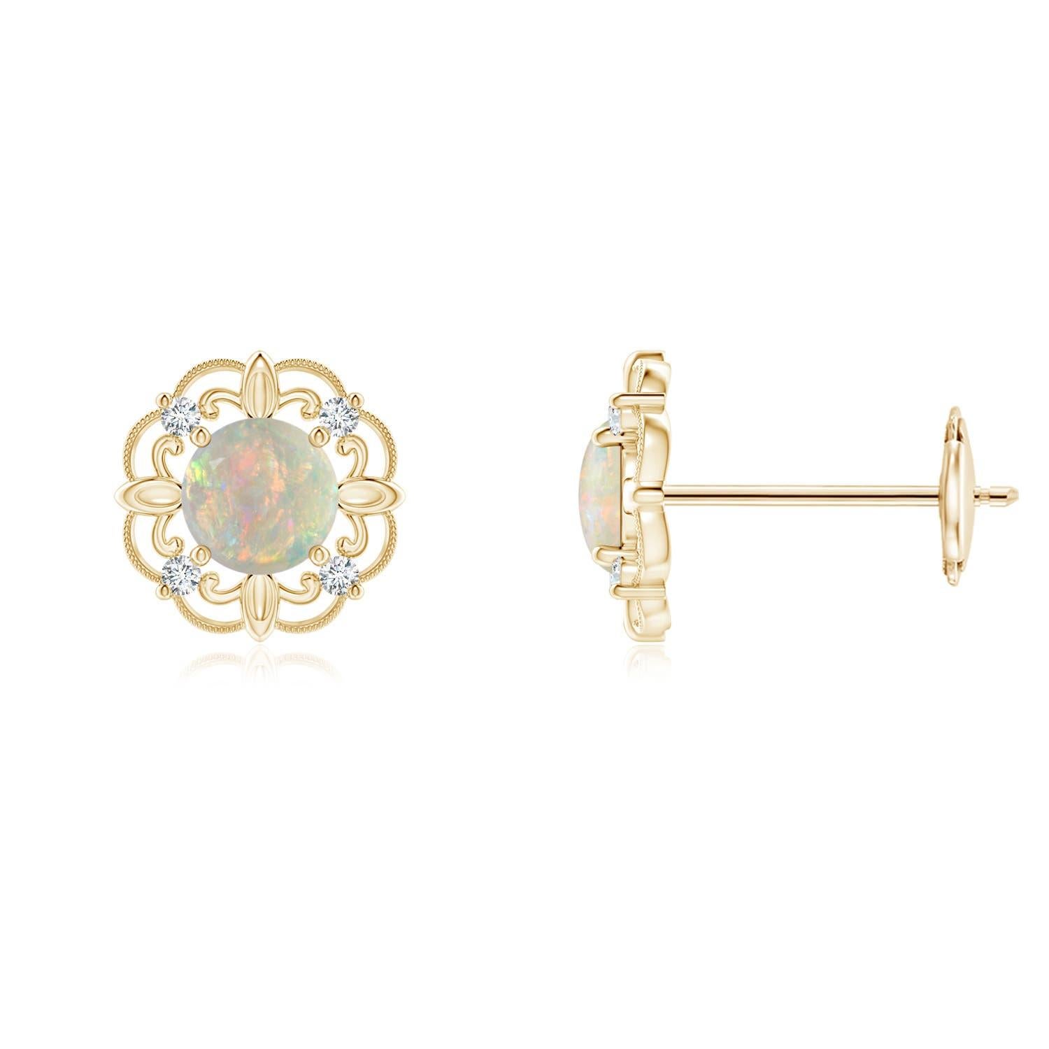 Angara Natural Vintage Style Opal und Diamant-Ohrringe in 14K massivem Gold im Zustand „Neu“ im Angebot in Los Angeles, CA