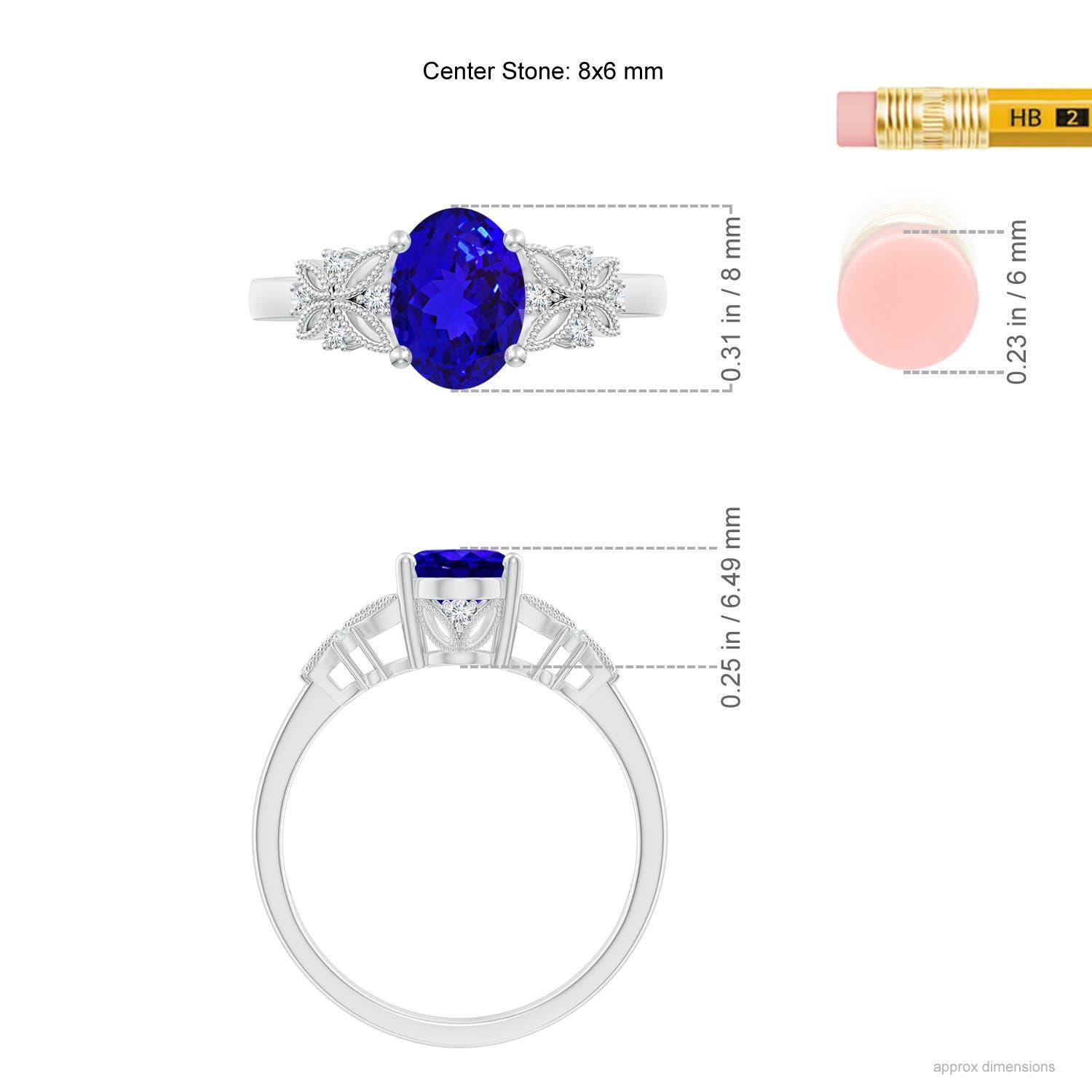 Angara Natural Vintage Style Oval 1,25ct Tanzanite Ring mit Diamant in 14K Gold im Zustand „Neu“ im Angebot in Los Angeles, CA