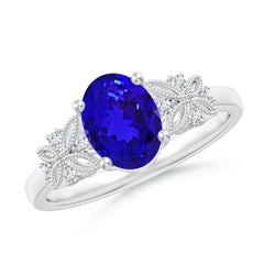 Angara Natural Vintage Style Oval 1,25ct Tanzanite Ring mit Diamant in 14K Gold