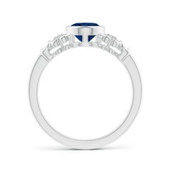 Angara Natural Vintage Style Oval Sapphire Ring with Diamonds in 14K Solid Gold
