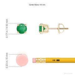 Angara Natural Vintage Style Round Emerald Solitaire Stud Earrings in 14K Gold (Boucles d'oreilles solitaire en émeraude ronde)
