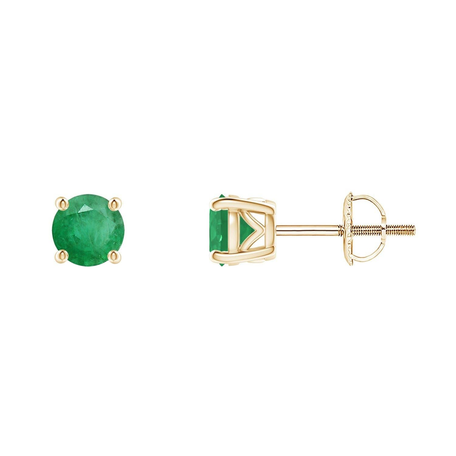 Angara Natural Vintage Style Runde Smaragd Solitär Ohrstecker in 14K Gold