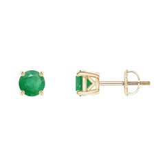 Angara Natural Vintage Style Runde Smaragd Solitär Ohrstecker in 14K Gold