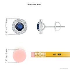 Angara Natural Vintage Style Sapphire and Diamond Halo Stud Earrings in 14K Gold
