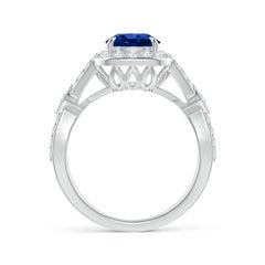 Angara Natural Vintage Style Sapphire Split Shank Halo Ring in 14K Solid Gold