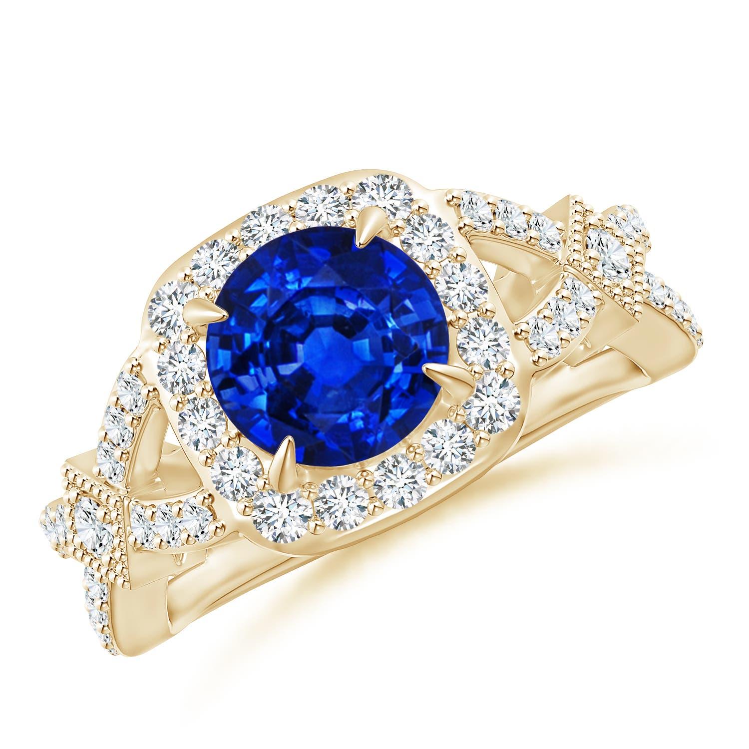 Angara Anello con zaffiro naturale stile vintage con gambo diviso in oro massiccio 14 carati In condizioni Nuovo in vendita a Los Angeles, CA
