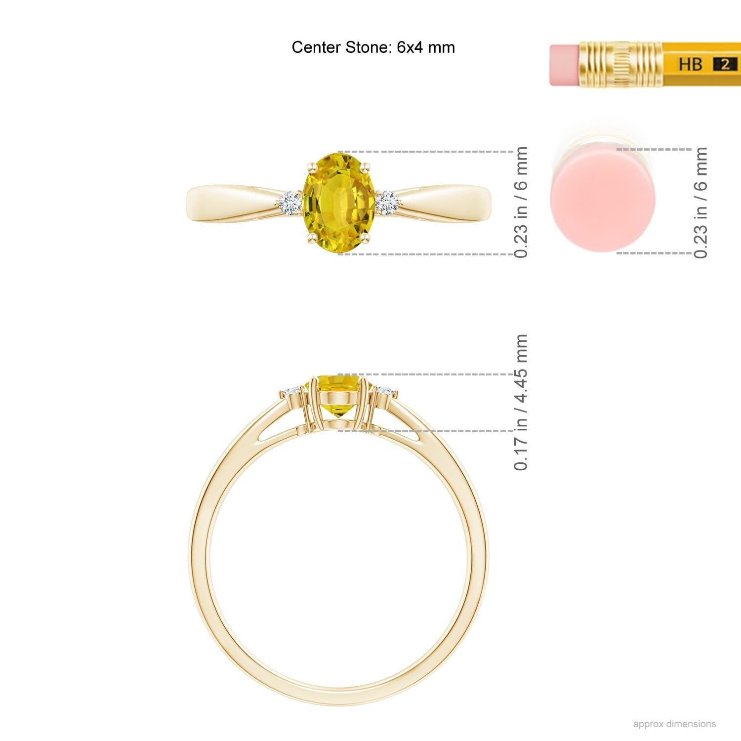 Bague solitaire en saphir jaune naturel Angara avec diamants en or massif 14K Pour femmes en vente
