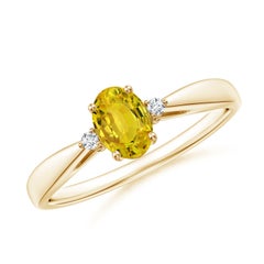 Bague solitaire en saphir jaune naturel Angara avec diamants en or massif 14K