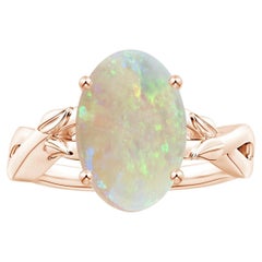 Anello solitario in oro rosa con opale naturale certificato GIA e ispirato alla natura