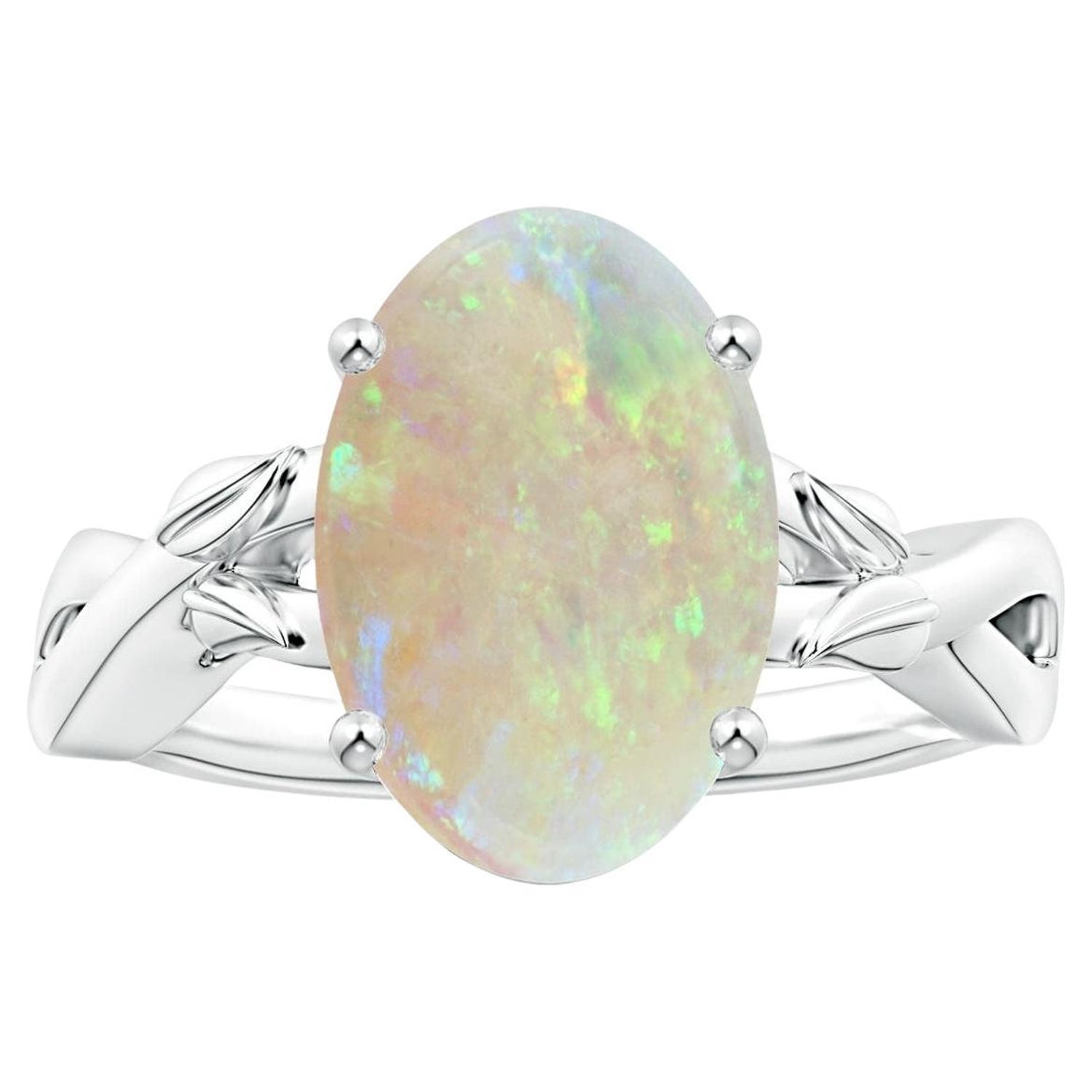 Customizable ANGARA Nature Inspired GIA Certified Natural Opal Solitaire  Ring in White Gold For Sale at 1stDibs