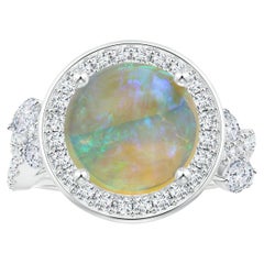 ANGARA Nature Inspired GIA Certified Round Opal Diamond Halo Ring in Platinum