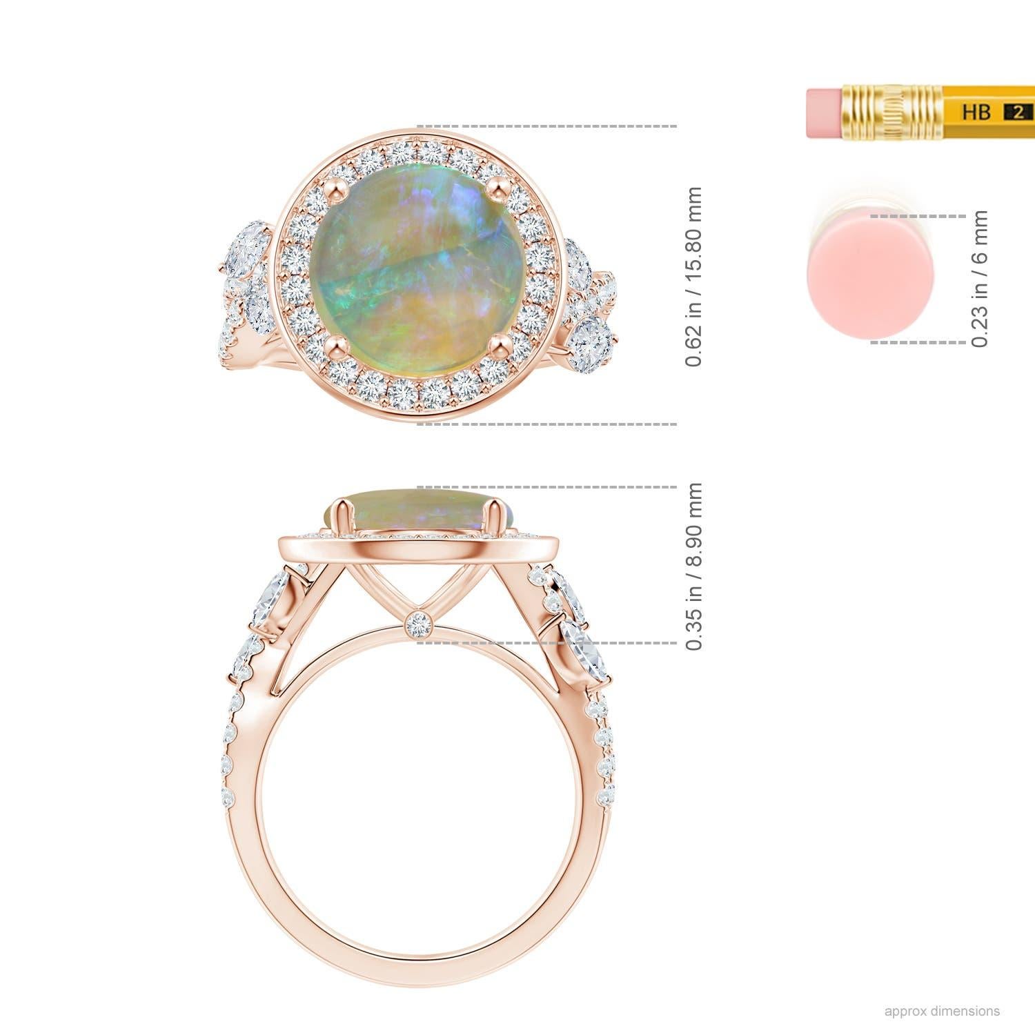 Angara Nature Inspired Gia Certified Round Opal Diamond Halo Ring in Rose Gold 5