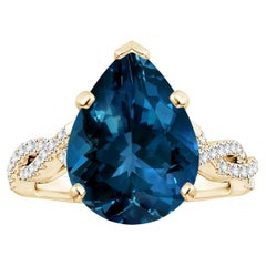 Anello con Topazio Blu di Londra naturale certificato GIA di ANGARA in oro giallo 14K