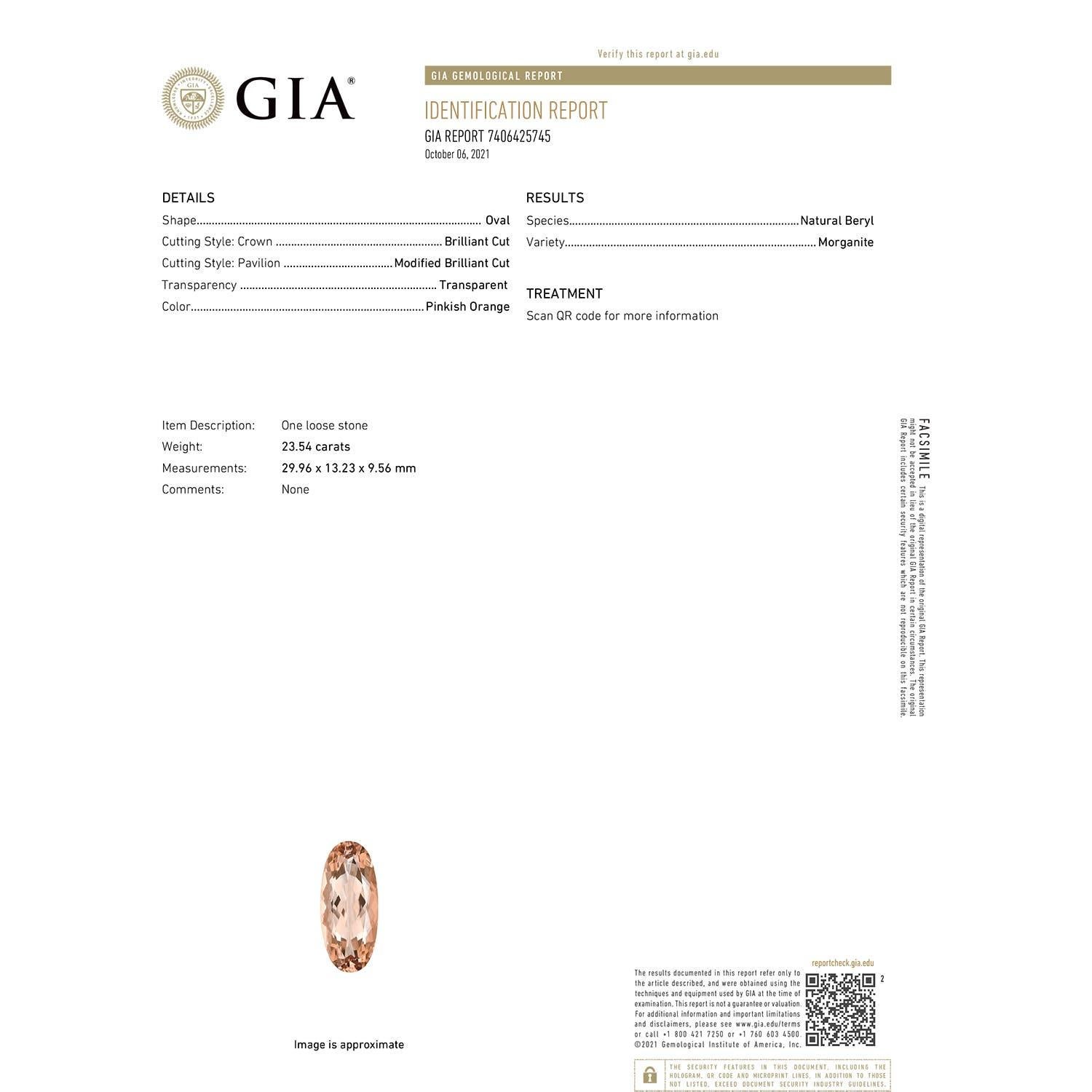 For Sale:  Angara Peg-Set Gia Certified Oval Morganite Ring in Platinum with Diamonds 3
