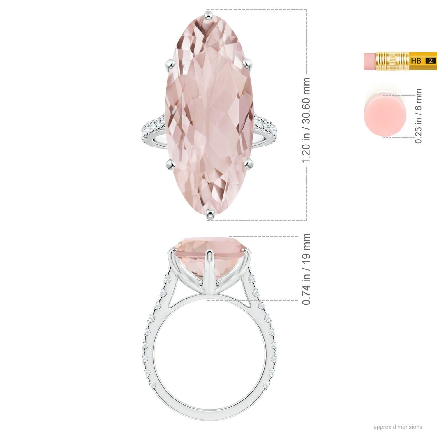 For Sale:  Angara Peg-Set Gia Certified Oval Morganite Ring in Platinum with Diamonds 5