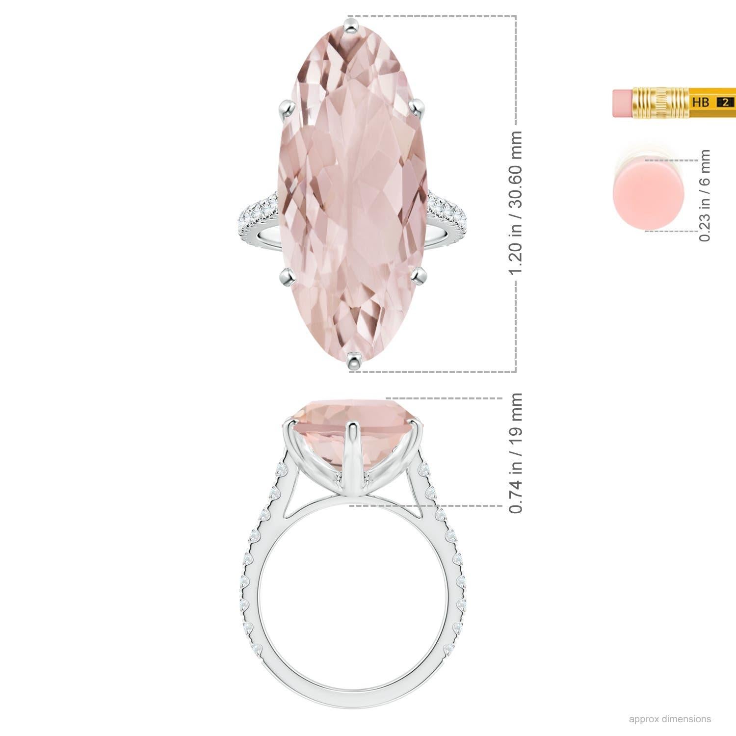 ANGARA GIA Certified Peg-Set Oval Morganite Ring in Platinum with Diamonds 5