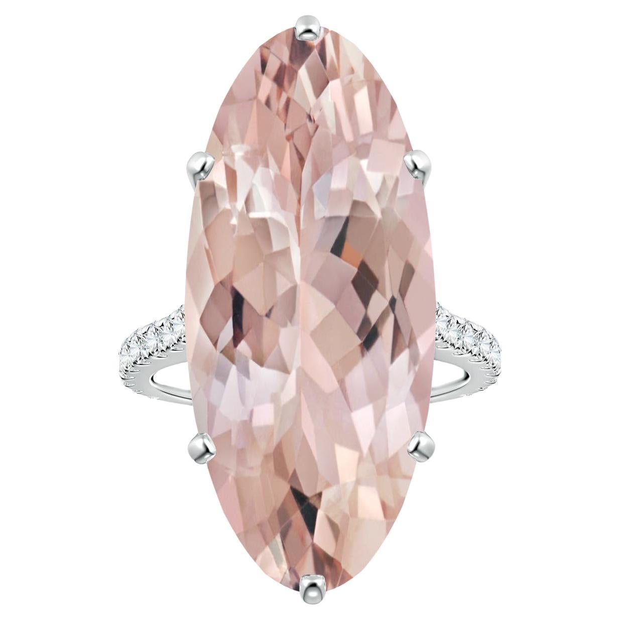 Angara Peg-Set Gia Certified Oval Morganite Ring in Platinum with Diamonds