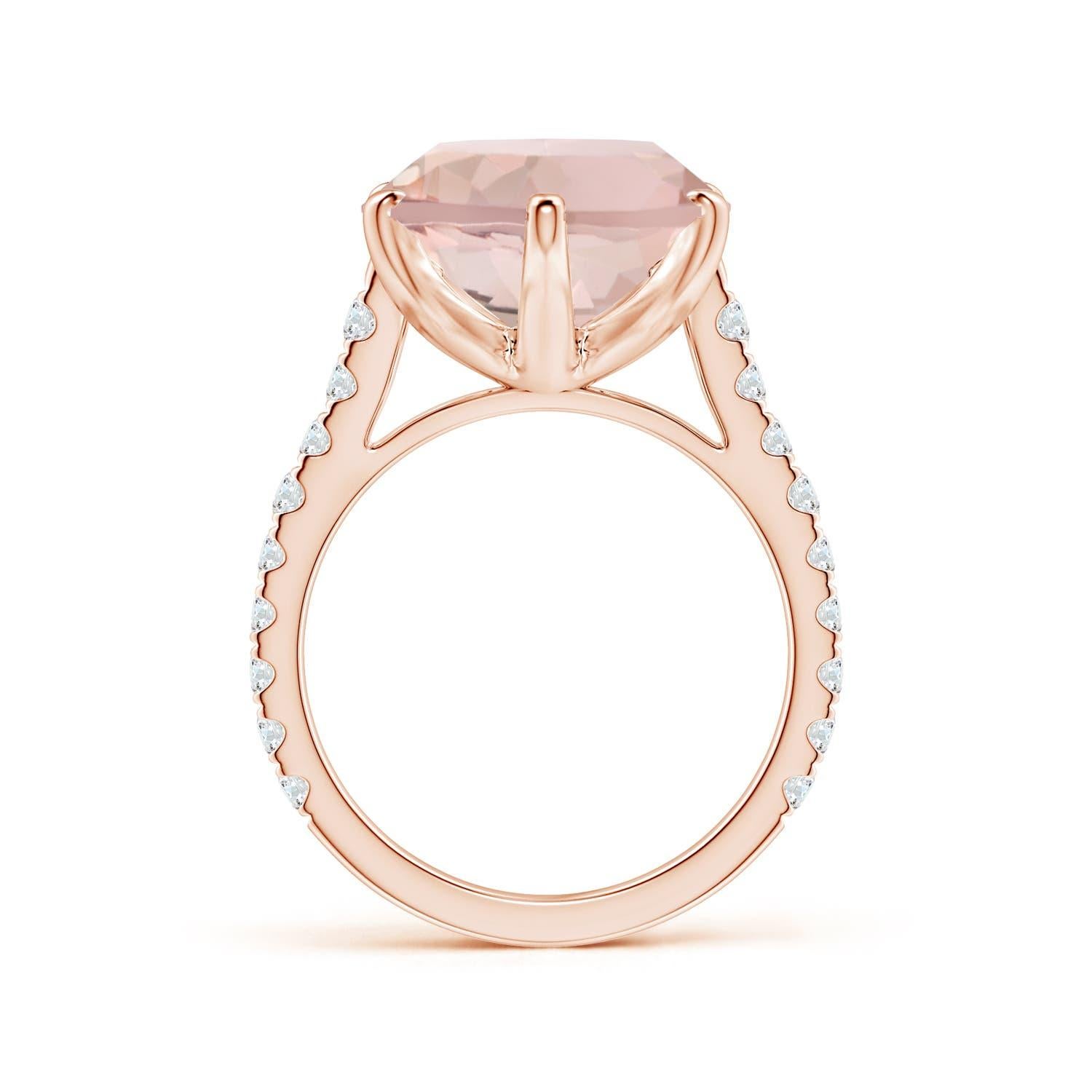 ANGARA GIA Certified Peg-Set Oval Morganite Ring in 18K Rose Gold with Diamonds 2