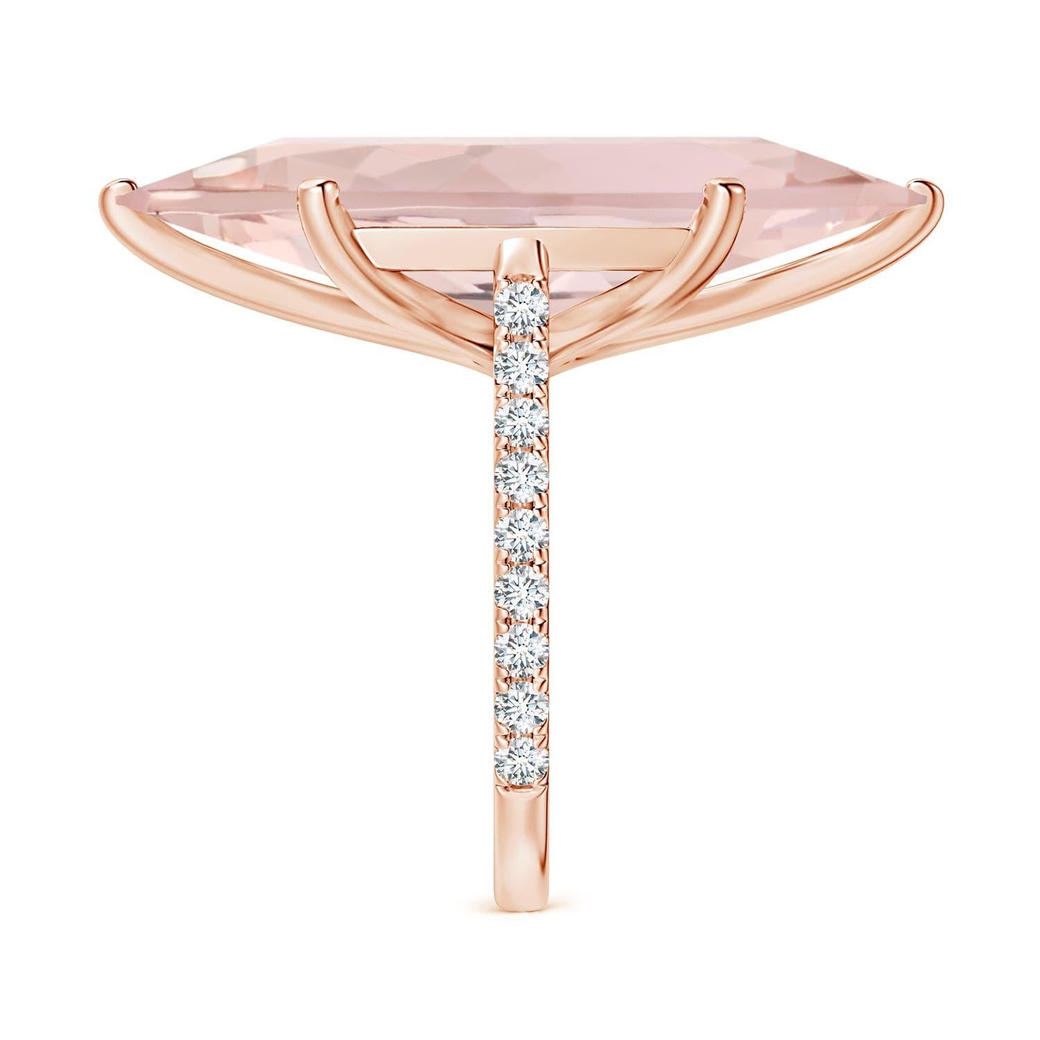 ANGARA GIA Certified Peg-Set Oval Morganite Ring in 18K Rose Gold with Diamonds 4