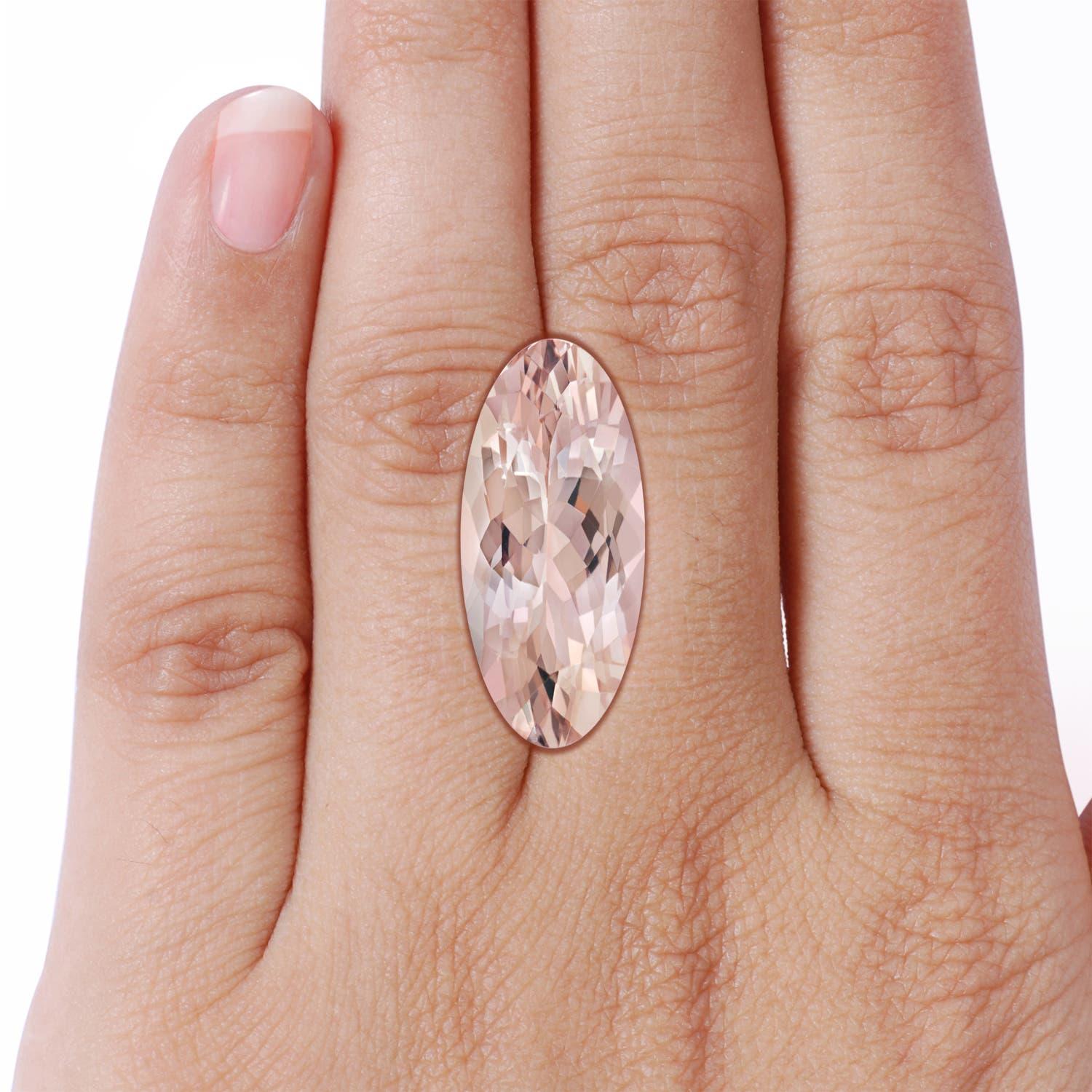 ANGARA GIA Certified Peg-Set Oval Morganite Ring in 18K Rose Gold with Diamonds 7