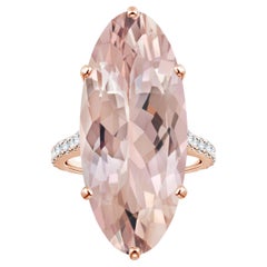 ANGARA Peg-Set GIA Certified Oval Morganite Ring in Rose Gold with Diamonds