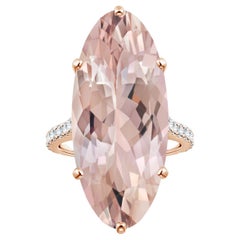 Angara Peg-Set GIA Certified Oval Morganite Ring in Rose Gold with Diamonds