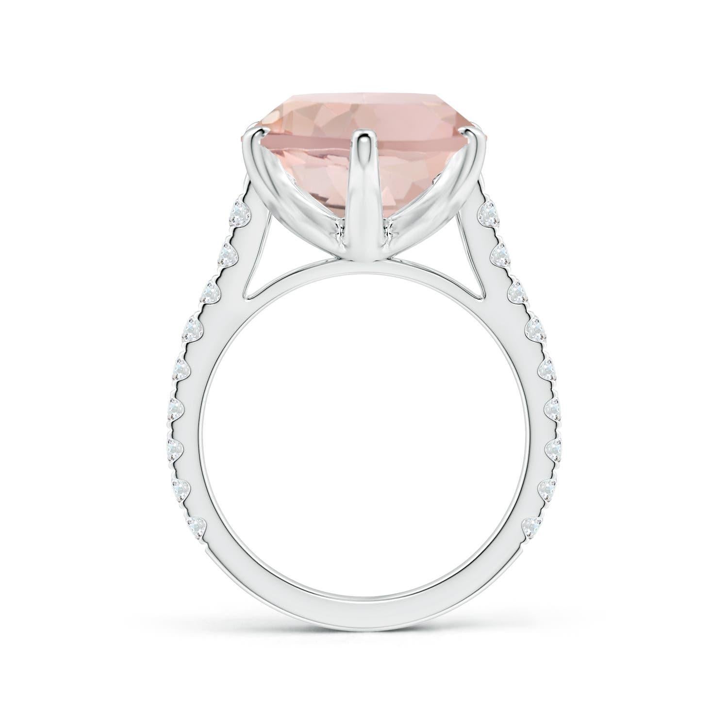 ANGARA GIA Certified Peg-Set Oval Morganite Ring in 18K White Gold with Diamonds 2