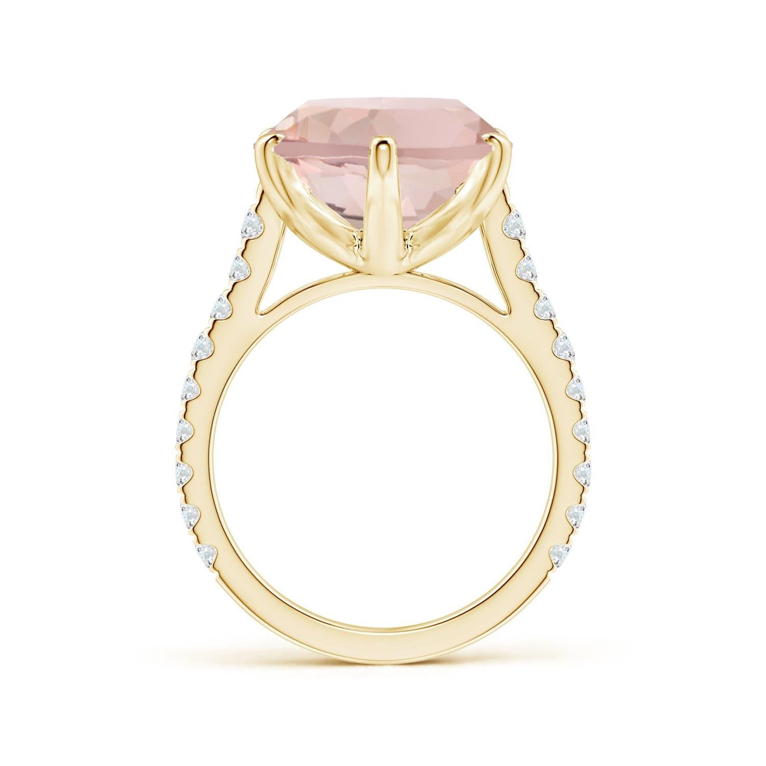 ANGARA GIA Certified Peg-Set Oval Morganite Ring in 18KYellow Gold with Diamonds 2
