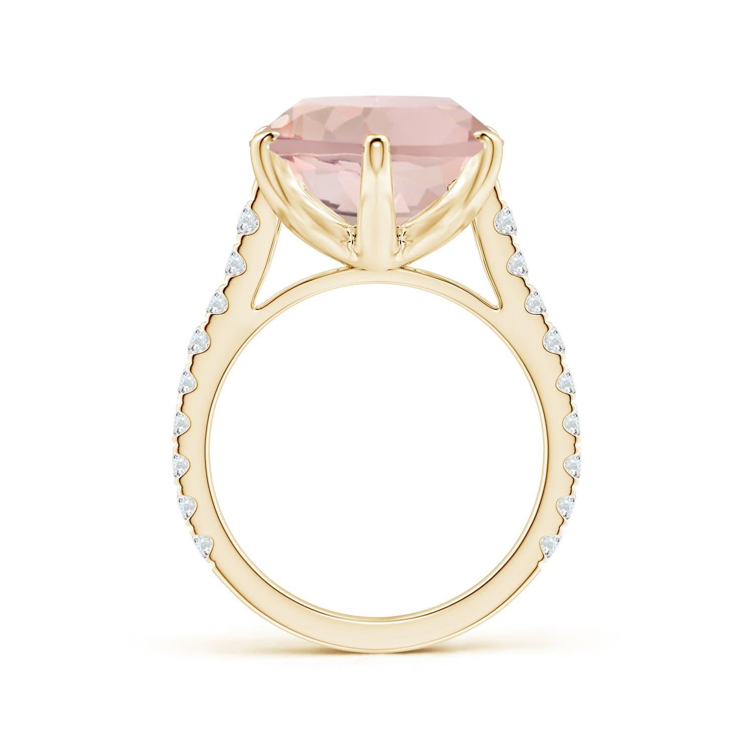 ANGARA GIA Certified Peg-Set Oval Morganite Ring in 14KYellow Gold with Diamonds 2