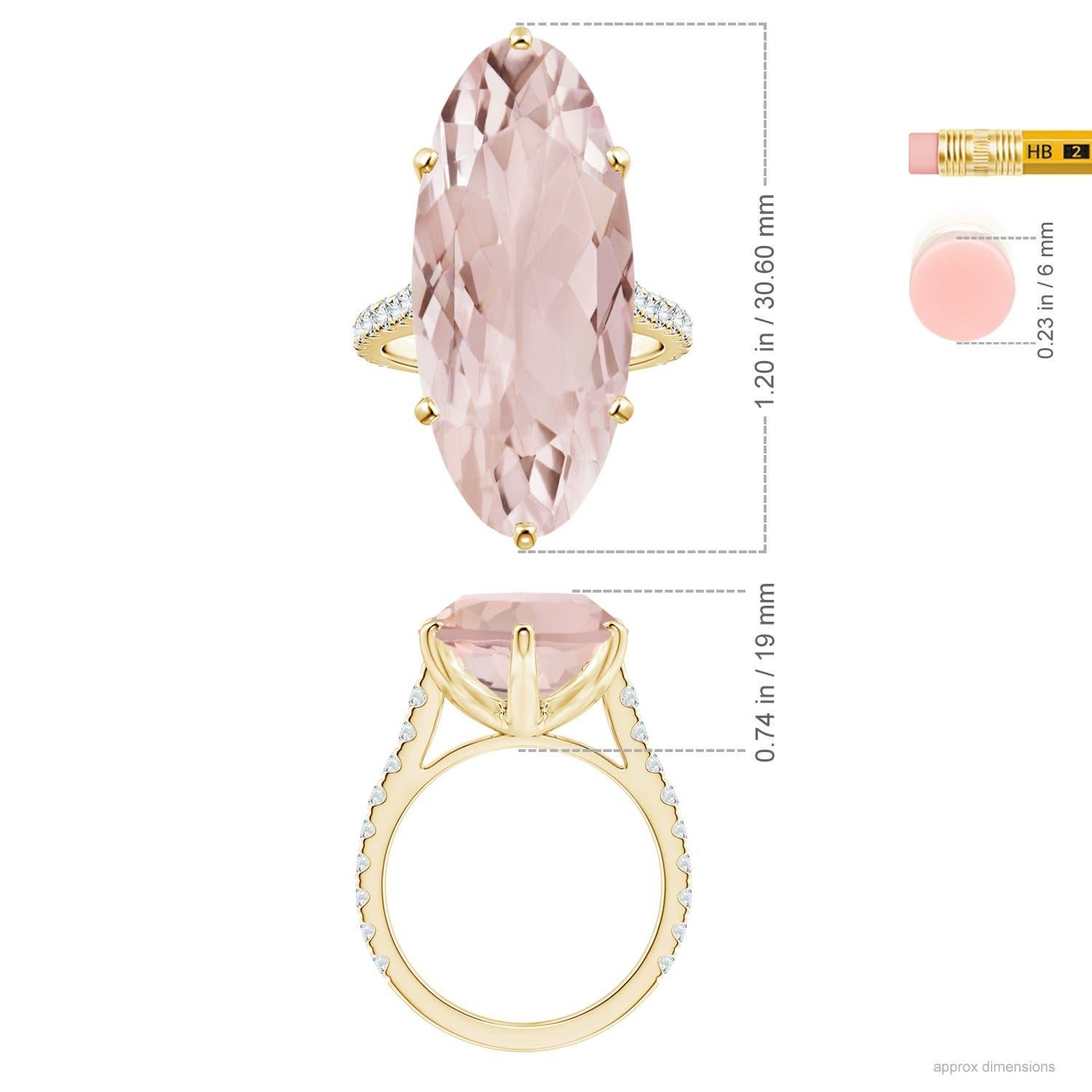 ANGARA GIA Certified Peg-Set Oval Morganite Ring in 18KYellow Gold with Diamonds 5