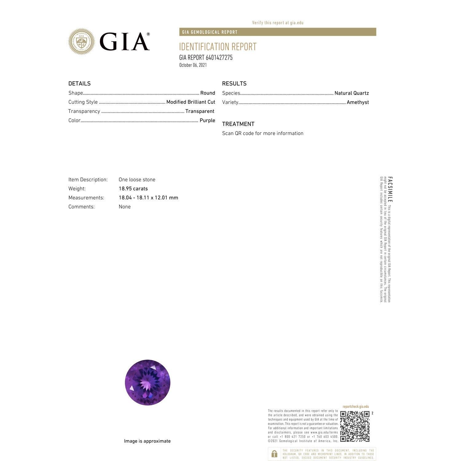 For Sale:  ANGARA Peg-Set GIA Certified Round Amethyst Ring in Platinum with Milgrain  3