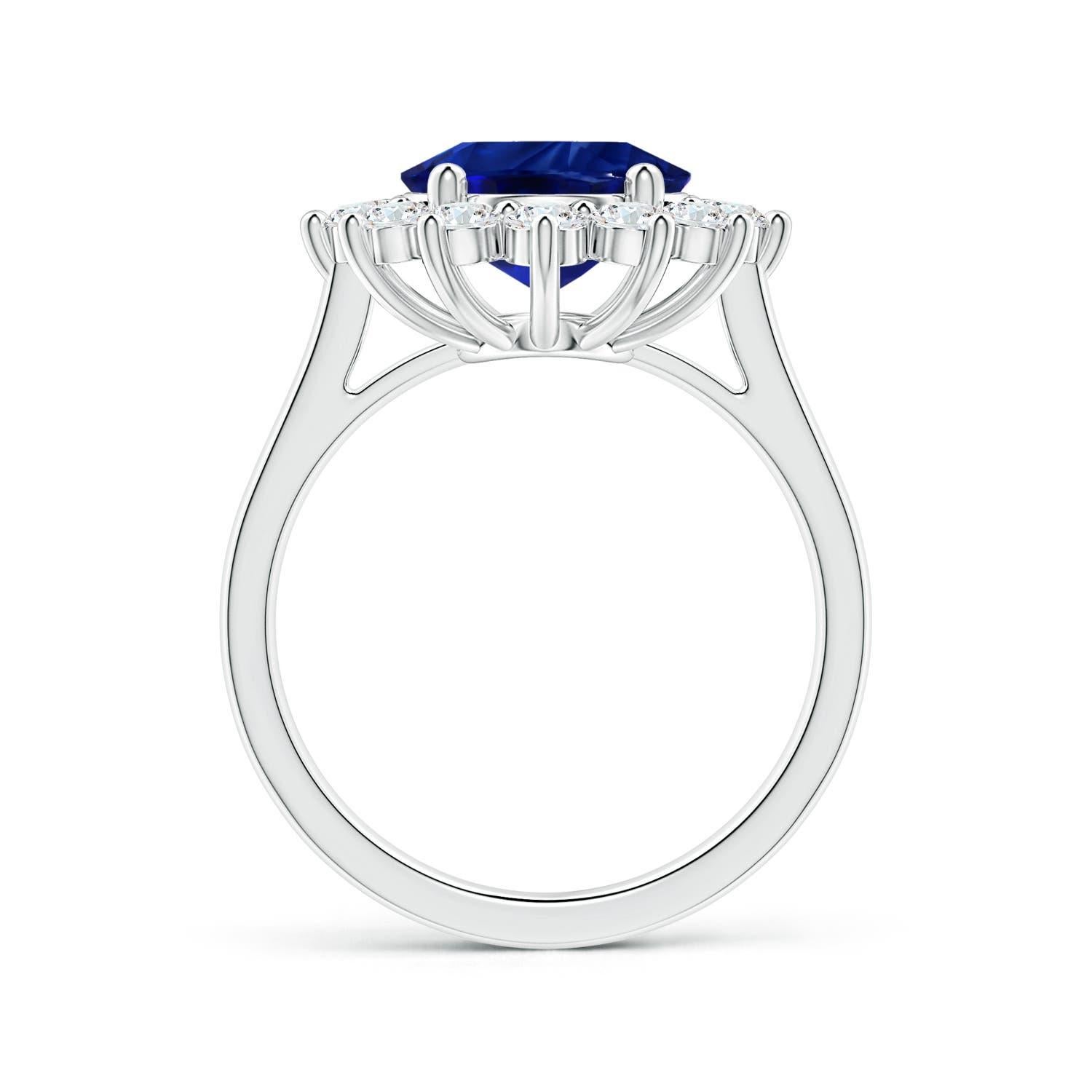 For Sale:  Angara Princess Diana Inspired Gia Certified Blue Sapphire Halo Ring in Platinum 2