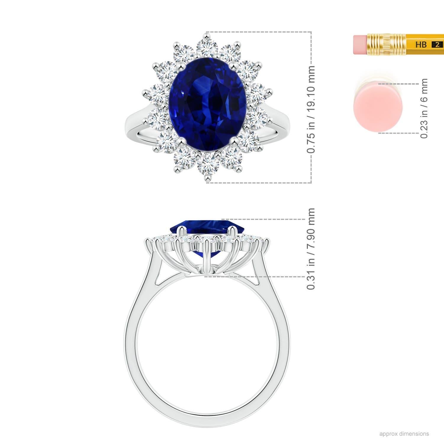 For Sale:  Angara Princess Diana Inspired Gia Certified Blue Sapphire Halo Ring in Platinum 5