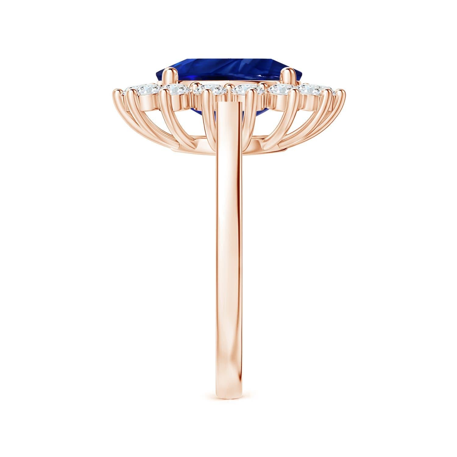 Im Angebot: ANGARA Prinzessin Diana inspirierter GIA-zertifizierter blauer Saphir Halo Roségold Ring () 4