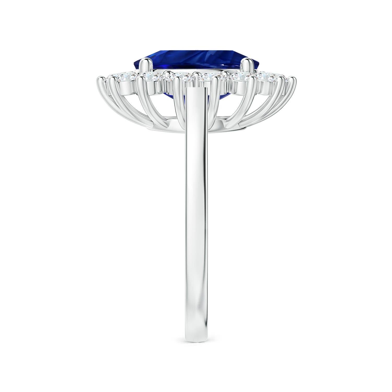 For Sale:  Angara Princess Diana Inspired Gia Certified Blue Sapphire Halo White Gold Ring 4