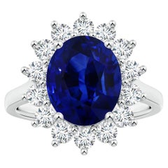 Angara Princess Diana Inspired Gia Certified Blue Sapphire Halo White Gold Ring