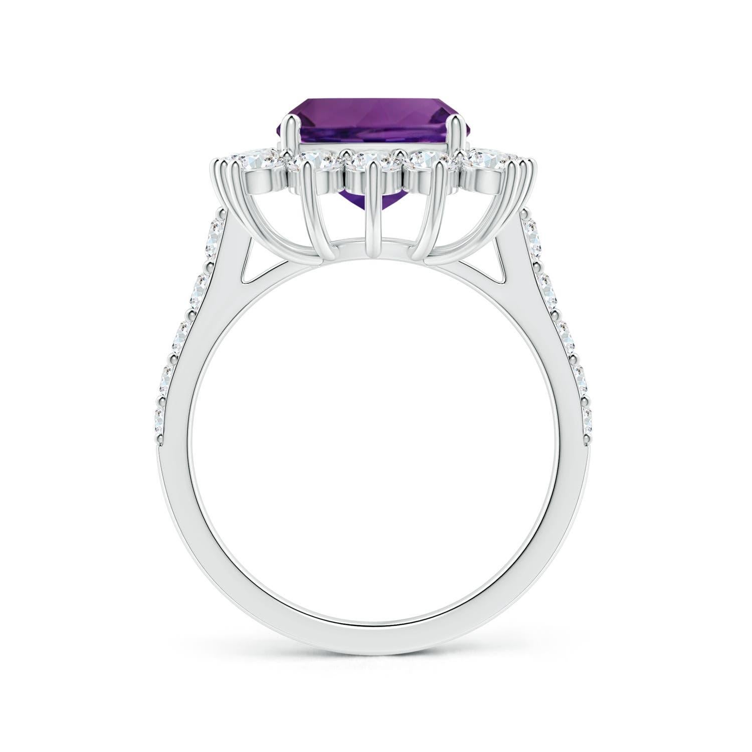 For Sale:  Angara Princess Diana Inspired Gia Certified Cushion Amethyst Ring in Platinum 2