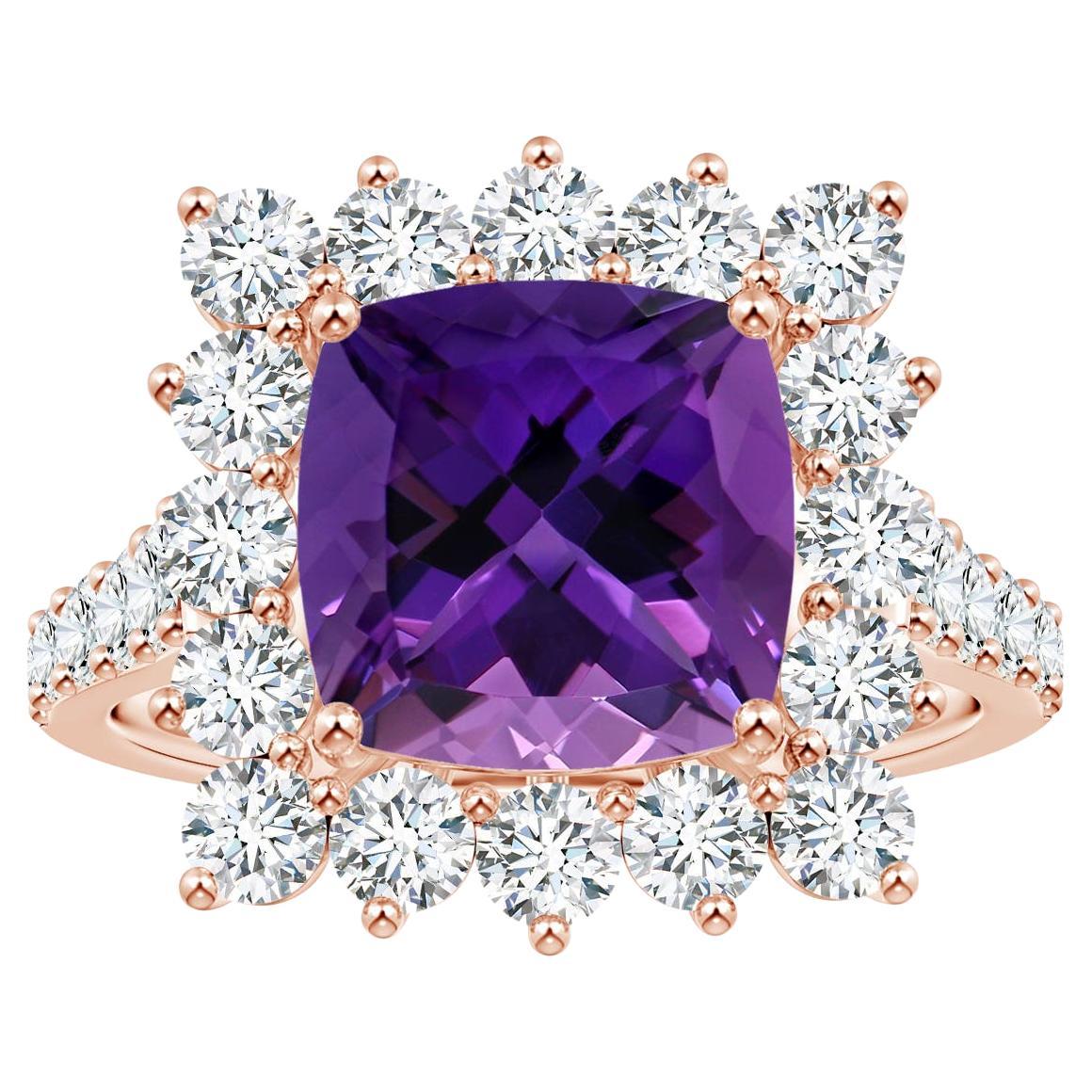 Angara Prinzessin Diana inspirierter Gia-zertifizierter Amethyst-Ring aus Roségold