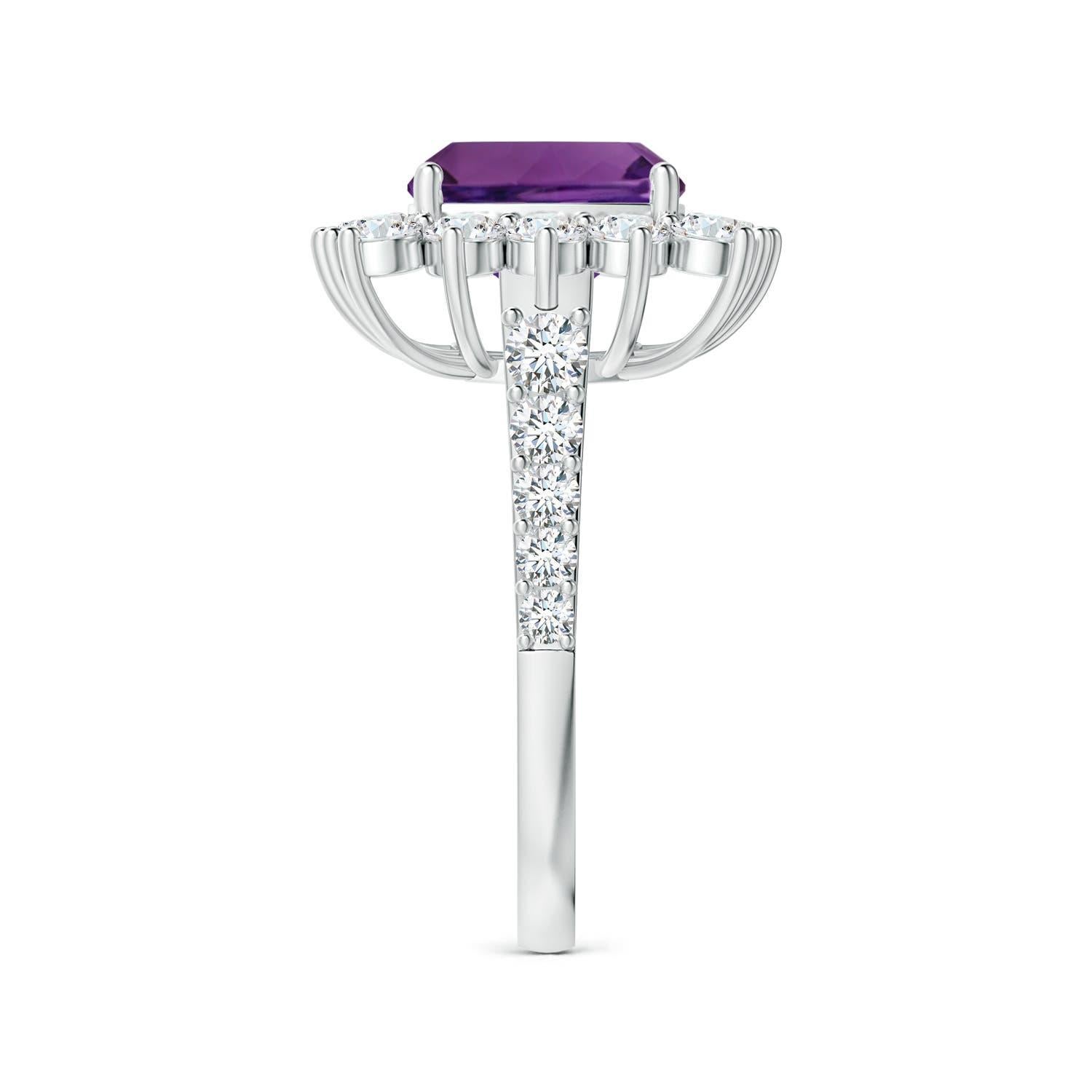 For Sale:  Angara Princess Diana Inspired Gia Certified Cushion Amethyst Ring in White Gold 4